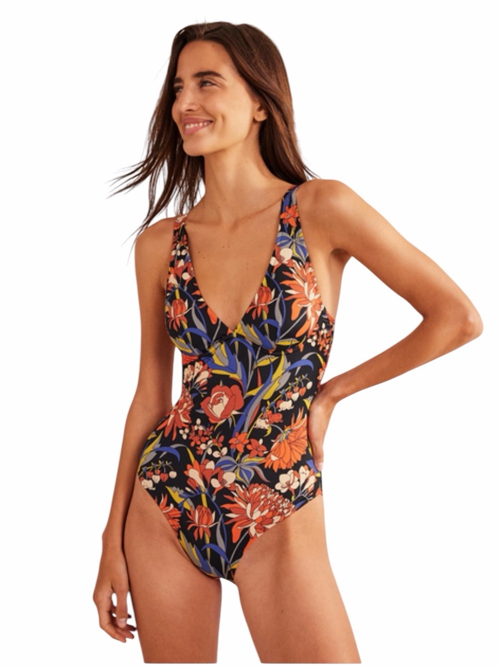 Boden - Floral Underwire One Piece Swimsuit Adjustable Straps Sz 36B